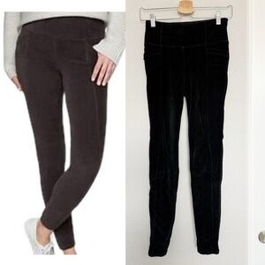 Athleta Black Velour Velvet Leggings with Back Pockets